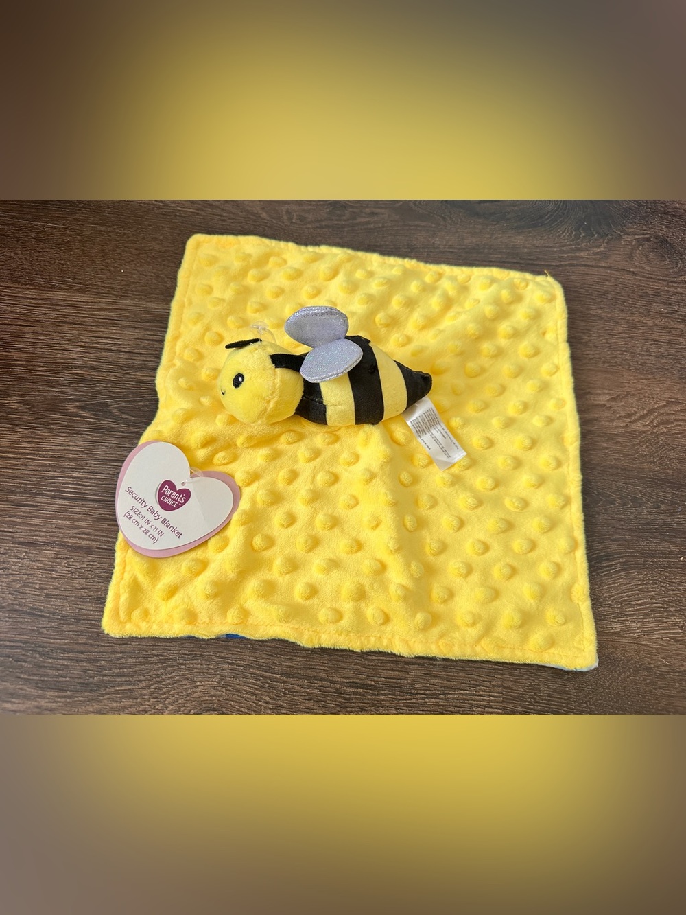 PARENT'S CHOICE Bumble Bee Plush Lovey Security Blanket Yellow minky Plaid new